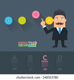 Flat Vector Businessman Presentation Infographics Elements Success Concept Design