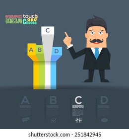 Flat Vector Businessman Presentation Infographics Stats Elements Design