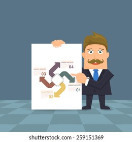 Flat Vector Businessman Presentation Infographics Stats Elements Design
