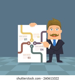 Flat Vector Businessman Presentation Infographics Stats Elements Design