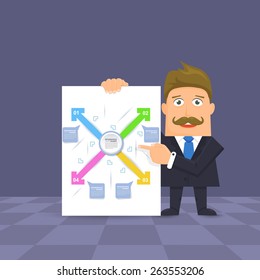Flat Vector Businessman Presentation Infographics Stats Elements Design