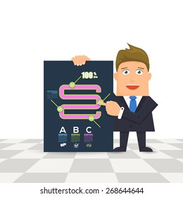 Flat Vector Businessman Presentation Infographics Stats Elements Design