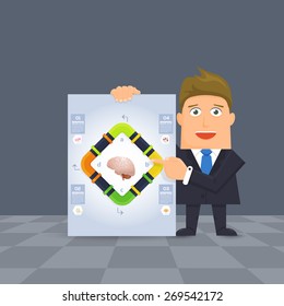 Flat Vector Businessman Presentation Infographics Stats Elements Design