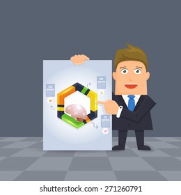 Flat Vector Businessman Presentation Infographics Stats Elements Design