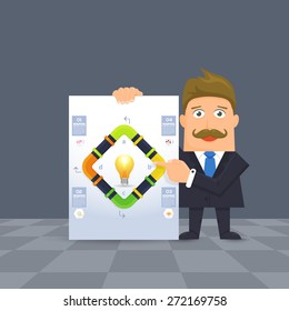 Flat Vector Businessman Presentation Infographics Stats Elements Design