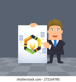 Flat Vector Businessman Presentation Infographics Stats Elements Design