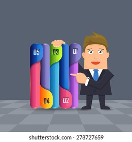 Flat Vector Businessman Presentation Infographics Stats Elements Design