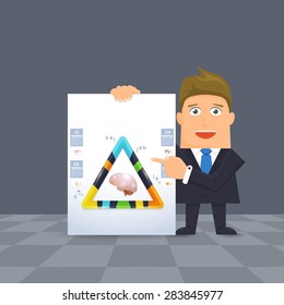 Flat Vector Businessman Presentation Infographics Stats Elements Design