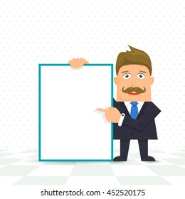 Flat Vector Businessman and Signboard Design