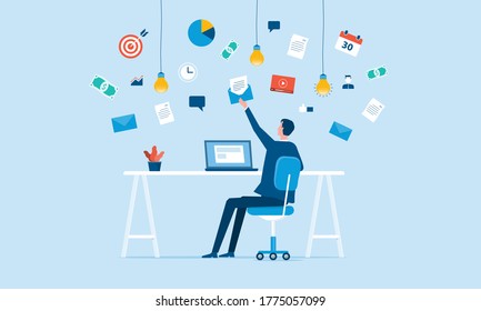 flat vector businessman working online concept and business smart working connect anywhere 