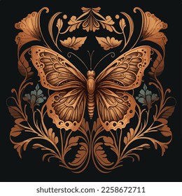 Flat Vector butterfly baroque illustration vector