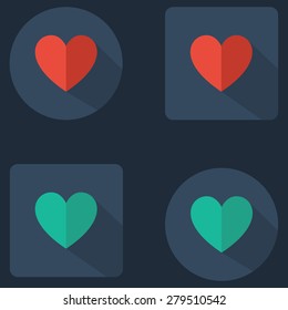 flat vector button heart