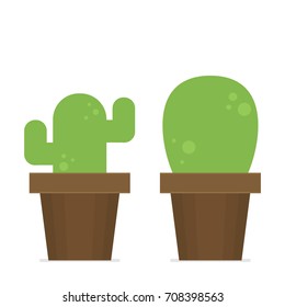Flat vector cactus in pot set