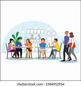 Flat vector cafe design for illustration