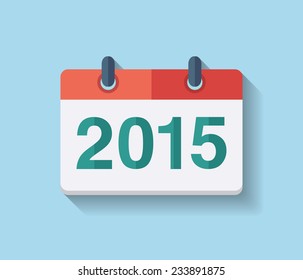 Flat Vector Calendar Icon 2015. New Year 2015