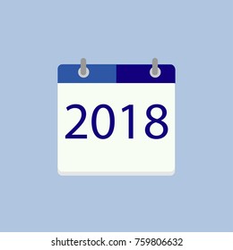 Flat vector calendar icon 2018. New year 2018