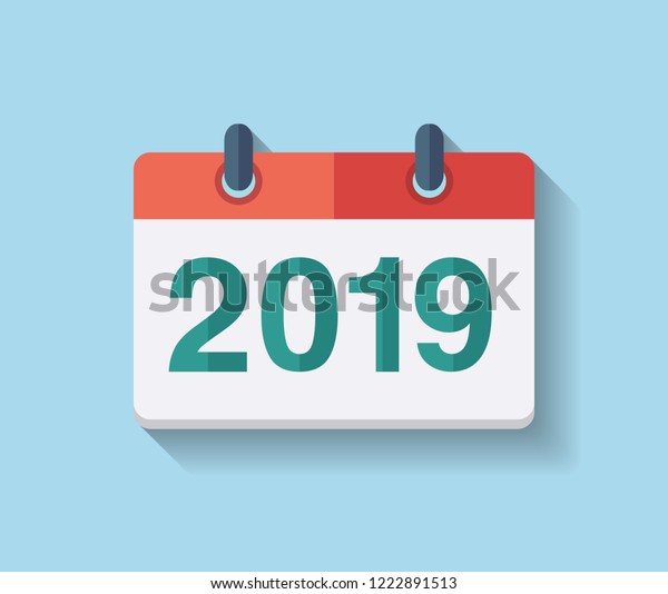 Flat Vector Calendar Icon 2019 New Stock Vector (Royalty Free ...