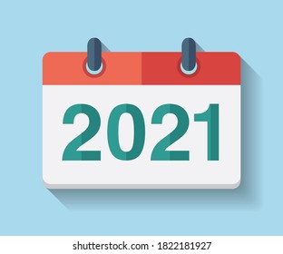 Flat vector calendar icon 2021. Happy New year 