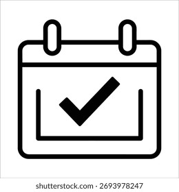Ícone de Calendário de Vetor Simples com Marca de Seleção para Gerenciamento de Agendamento e Tarefa