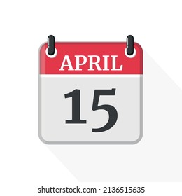 Flat vector calendar icon with the date 15 April