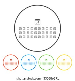 Flat vector calendar icon. Design style EPS