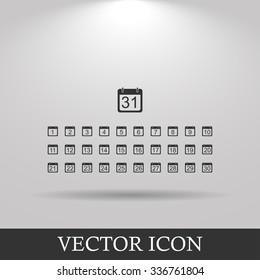 Flat vector calendar icon. Design style EPS
