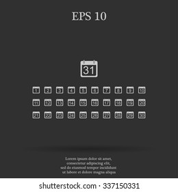 Flat vector calendar icon. Design style EPS