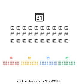 Flat vector calendar icon. Design style EPS