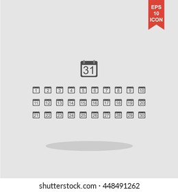 Flat vector calendar icon. Design style EPS