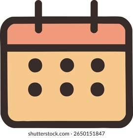 Flat vector calendar icon. Simple date, schedule, or event symbol for planning, appointments, reminders, or organization designs. EPS10 with JPG preview.