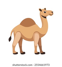 Flat Vector Camel Illustration, Simplified Beige Body with Large Hump, Minimalist Cartoon Style