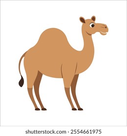 Flat Vector Camel Illustration, Simplified Beige Body with Large Hump, Minimalist Cartoon Style