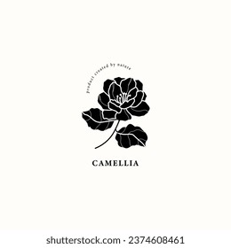 Flat vector camellia flower illustration