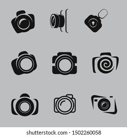 Flat vector camera icon.  Logo camera illustration.