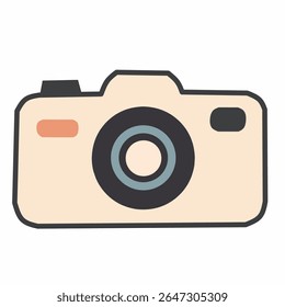 Icône caméra d'Image vectorielle à plat au charme rétro, idéale pour les aventures hivernales, les scènes de voyage ou les illustrations sur le thème du mode de vie.