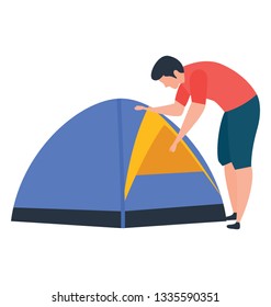 Flat vector of camping illustration 