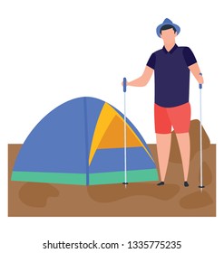 Flat vector of camping illustration 