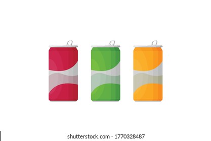 Flat vector can set isolated onwhite background