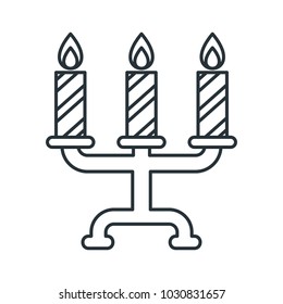 Flat vector Candelabrum for wedding candles. Decoration for Anniversary, Birthday or Christmas Day. Objects isolated on white background.