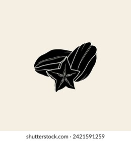 Flat vector carambola fruit illustration