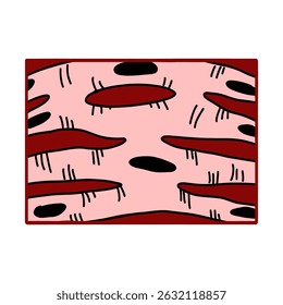Vetor plano do tecido muscular cardíaco. Estrutura muscular cardíaca detalhada usada para aprendizagem de biologia, diagramas de saúde e infográficos de anatomia. Perfeito para imagens de educação e ciência.