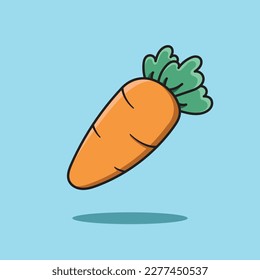 Flat vector carrot illustration on cute blue background.