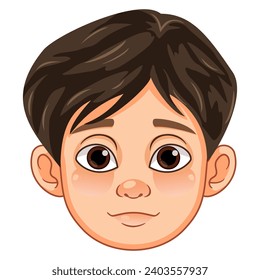 Flat vector cartoon boy facial expressions