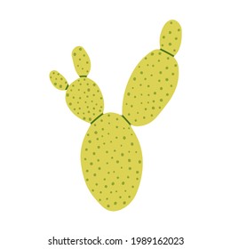 Flat vector cartoon cactus illustration. Exotic prickly plant isolated on a white background.