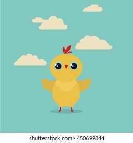 flat vector cartoon chick for animation clouds