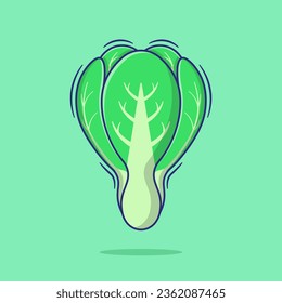 Flat vector cartoon design of fresh chinese cabbage illustration