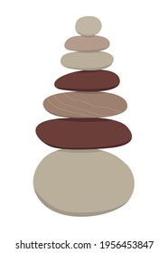 Flat vector cartoon illustration of a balancing stack of stones. A symbol of harmony, calmness and relaxation. Isolated design on a white background.