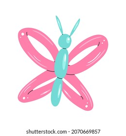 Flat vector cartoon illustration of a butterfly-shaped balloon isolated on a white background.