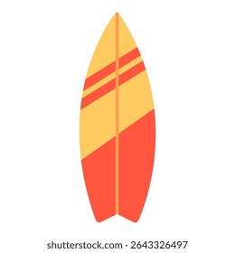 Vetor plano de desenho animado ilustração de uma prancha de surfe colorida. Para o verão, oceano, praia, férias, cartões tropicais e projetos de surf temáticos. Isolado no fundo branco.