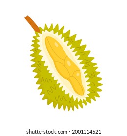 Dibujo de dibujos animados de vector plano del durión aislado en un fondo blanco.